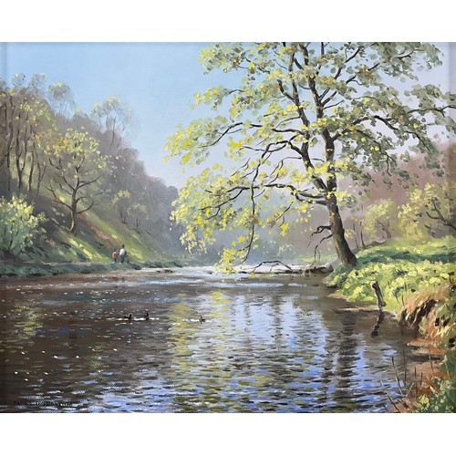 1206 - James D. Preston (British, bn. 1946), By a Derbyshire River, signed, oil on canvas, 25cm x 29.5cm.