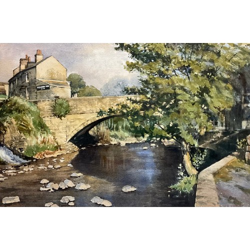 1207 - Walter B. Wright (British school), The Bridge at Langthwaite, signed, watercolour, 35cm x 53cm;  ano... 