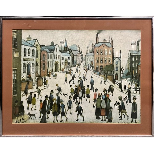 1211 - Laurence Stephen Lowry (British, 1887-1976), 'A Village Square', lithographic print by Ganymed Press... 