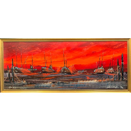 1215 - G Reinhardt
Hastings
signed, dated '72, oil on board, 47cm x 200cm