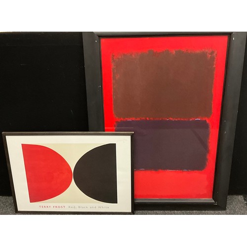 1225 - Mark Rothko (1903-1970), after, Black Squares on Red, lithograph, 137cm x 96cm;  Terry Frost, after,... 