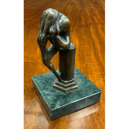 1231 - Jonathan Wylder, Contemporary Sculptor (Bn1957) Bronze, Seated nude on a column, signed, numbered ed... 