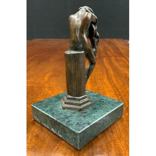 1231 - Jonathan Wylder, Contemporary Sculptor (Bn1957) Bronze, Seated nude on a column, signed, numbered ed... 