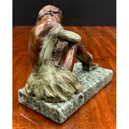 1232 - Jonathan Wylder, Contemporary Sculptor (Bn1957), bronze resin limited edition figure, Seated Balleri... 