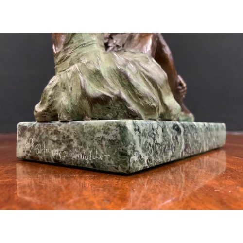 1232 - Jonathan Wylder, Contemporary Sculptor (Bn1957), bronze resin limited edition figure, Seated Balleri... 