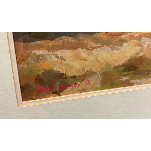 1233 - Rowan Huntley, (Modern, British), Autumn Colours II - Hathersage Moor, signed, gouache on paper, 15c... 