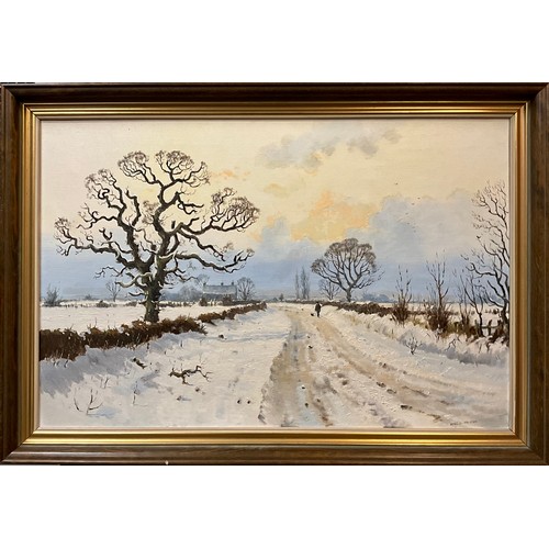 1236 - James D. Preston (British, bn. 1946) 
A Walk in the Snow 
signed, oil on canvas, 50cm x 75cm