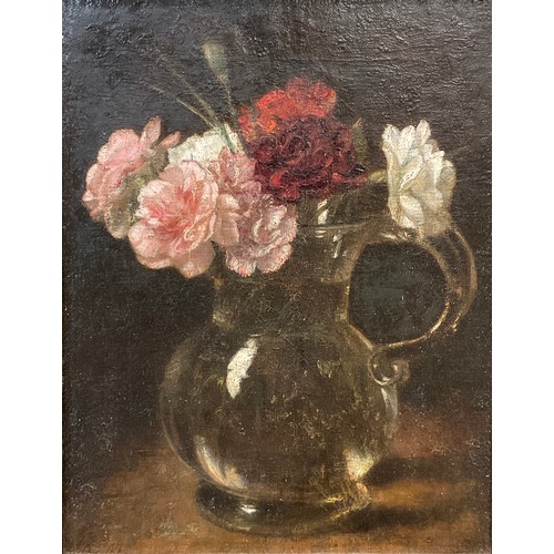 1245 - Manner of Grace Theodora Bowen (British, 1884-1963), Roses in a Glass Jug, indistinctly signed, oil ... 