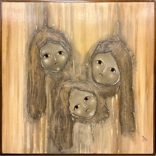 1253 - Richard Price (Modern British), 
A Study of three girls
signed, oil on board
91cm x 92 cm