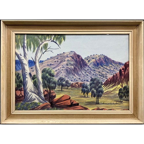 1290 - Henoch Raberaba (1914-1975), 
MacDonnell Range, Australia,
signed, watercolour, 34cm x 50cm.