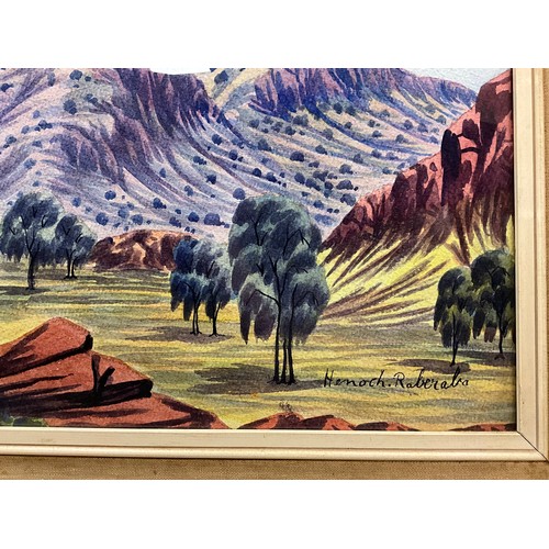 1290 - Henoch Raberaba (1914-1975), 
MacDonnell Range, Australia,
signed, watercolour, 34cm x 50cm.