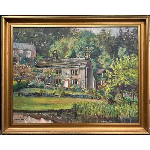 1298 - Jordi Nunez Segura, (bn. 1932), A Derbyshire Cottage, signed, oil on canvas, 49.5cm x 64cm;  another... 