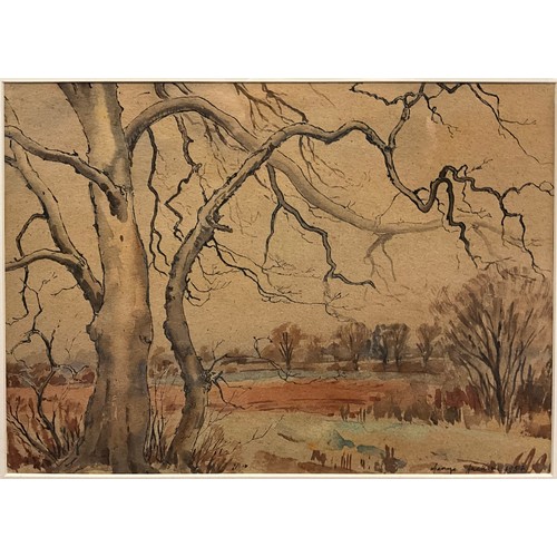 1309 - George Jackson, (British, 20th century), Winter Landscape, signed, dated 1954, watercolour, 27cm x 3... 