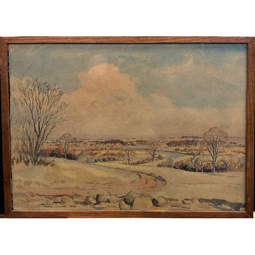 1309 - George Jackson, (British, 20th century), Winter Landscape, signed, dated 1954, watercolour, 27cm x 3... 