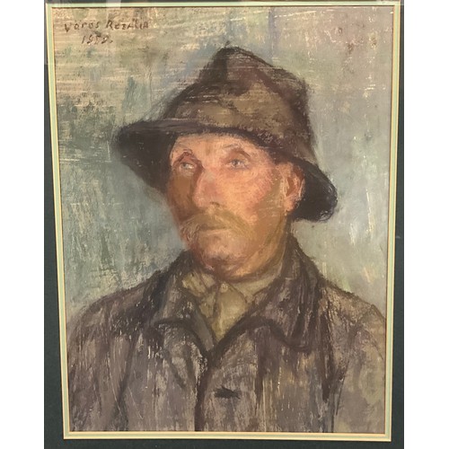 1328 - Rosália Vörös (Hungarian, 1919-1992) 
Portrait of a Hungarian man, 
signed, dated 1959, pastel on pa... 