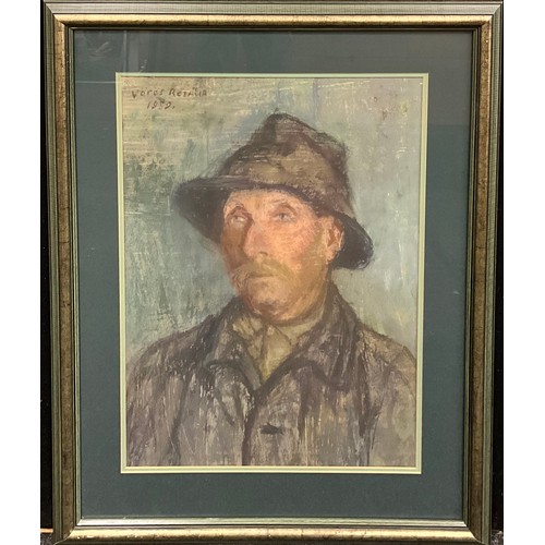 1328 - Rosália Vörös (Hungarian, 1919-1992) 
Portrait of a Hungarian man, 
signed, dated 1959, pastel on pa... 