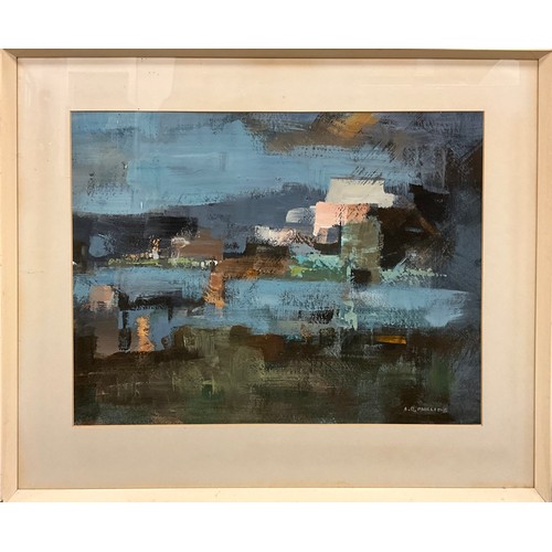 1334 - A. R. Phillips (Modern British School) 
Abstract Composition 
signed, oil on board, 43cm x 56cm.