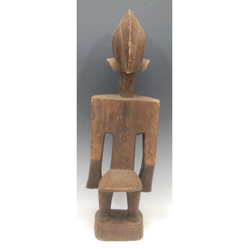 3 - Tribal Art - a Bambara /Bamana mother figure, angular stylised features, geometric scarification, 57... 