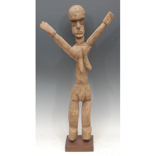 50 - Tribal Art - a Lobi bateba figure, depicted with arms outsretched upwards, 48cm high, Burkina Faso, ... 