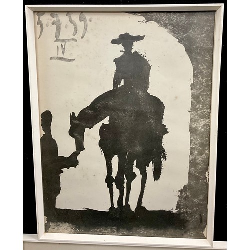 1166 - Pablo Picasso, after, a group of five lithographs, Don Quixote and Sancho Panza, 47cm x 31.5cm;  Tor... 