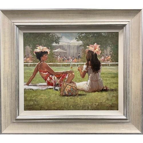 1264 - Mark Spain (Bn.1962)
Friends At Ascot
signed, oil on canvas, 49cm x 59cm