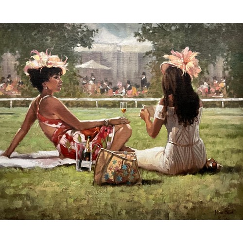 1264 - Mark Spain (Bn.1962)
Friends At Ascot
signed, oil on canvas, 49cm x 59cm