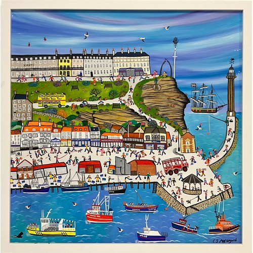 1000 - Caroline Appleyard, Whitby, signed acrylic on canvas, 60cm x 60cm