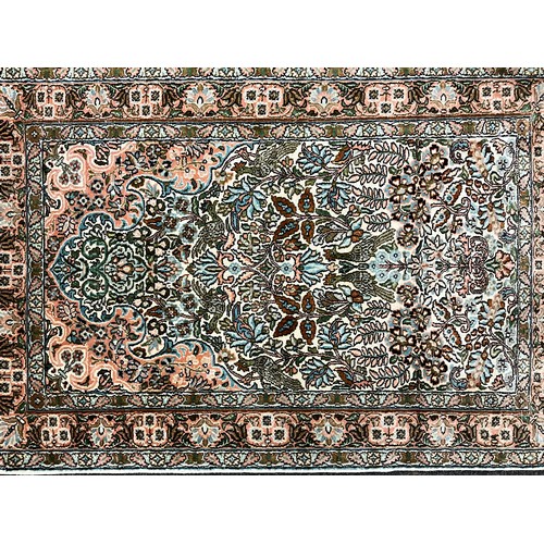 51 - A Turkish Kelsarie silk and wool mix rug / carpet, hand-knotted with birds amongst flowering stems, ... 