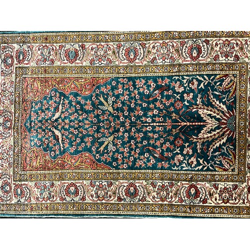 53 - A Turkish Kelsarie silk rug / carpet, hand-knotted with ‘Tree of Life’, design, in Turquoise blue, s... 