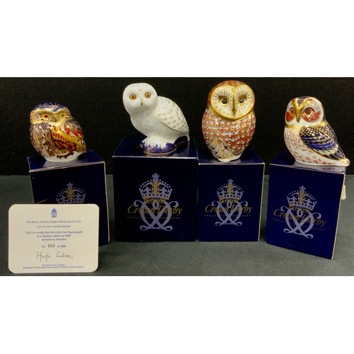 70 - Royal Crown Derby paperweights including; Little Owl, limited edition 989/1000, with certificate, Ba... 