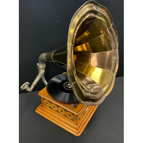 88 - An early 20th century oak cased Gramophone, originally retailed by A. Jupps Musical Stores, Leith St... 