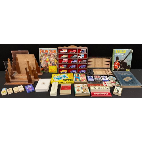 93 - Toys and juvenalia - dominoes, linen finish and other playing cards, some in sealed packets, Majoret... 