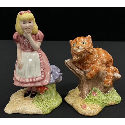 109 - Beswick figures - Alice in Wonderland - Alice, and Cheshire cat, both boxed, (2).