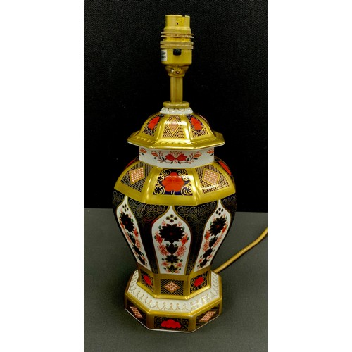 116 - A Royal Crown Derby Old Imari, 1128 pattern table lamp, first quality, 32cm high.