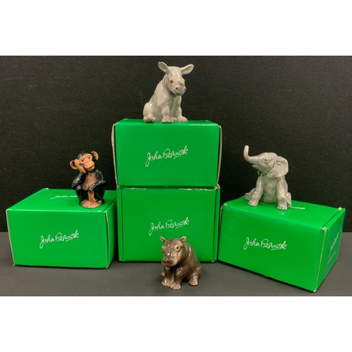 119 - John Beswick figures - Hippo Calf, Elephant Calf, Rhino Calf, Baby Chimp, all boxed (4)