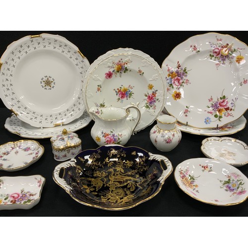 123 - Royal Crown Derby including; a pair of ‘Sandby’ pattern plates, ‘Derby Posie’ plates, ‘Vine’ plates;... 