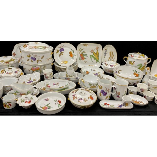 165 - Royal Worcester Evesham pattern kitchen and dinner ware including; eight dinner plates, lidded turee... 