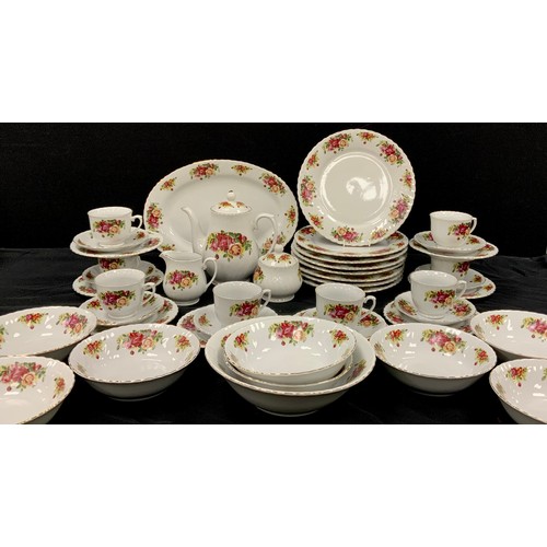 166 - Royal Norfolk ‘Old country roses’ style table service for eight comprised of; a meat dish, eight din... 