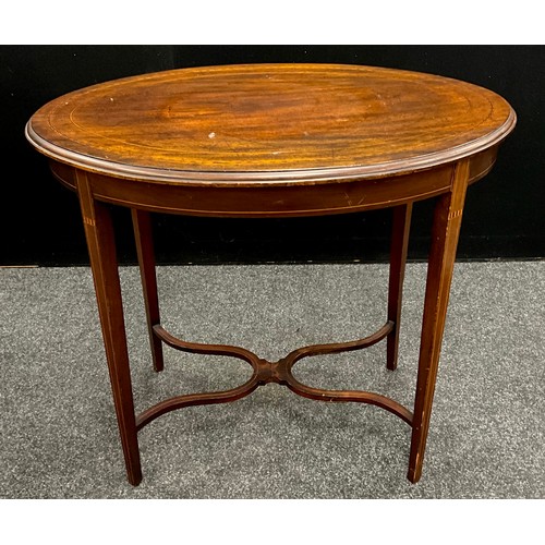 236 - An Edwardian, early 19th century style, mahogany fold over card table, rectangular top with canted c... 