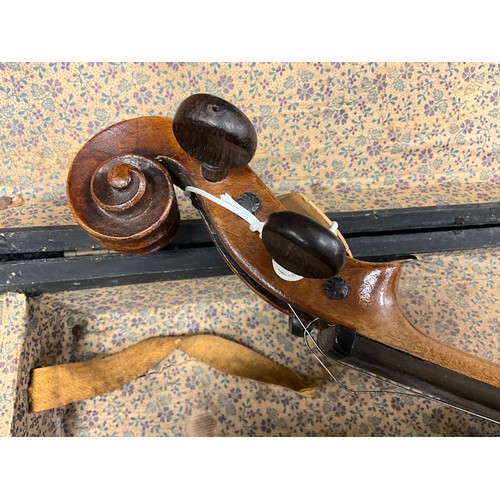 240 - A late 19th century / early 20th century full size violin, plain two-piece maple back, wooden case.