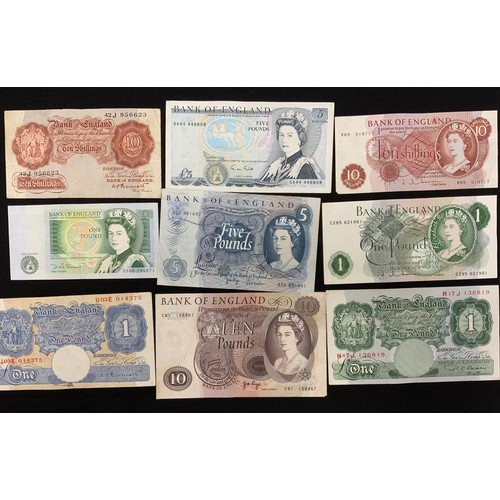 297 - Banknotes - Bank of England Jo Page (1970-1980) £10.00 , serial number C61 158457, red brown, £5.00 ... 