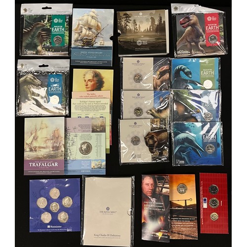 343 - Coins & Tokens - Definatives, Uncirculated Brilliants, Inc Charles III eight coin set, National Hist... 