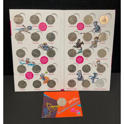 351 - The Official London 2012 50p Sports Collection Album; full albums comprising 29x Olympic 50p coins a... 