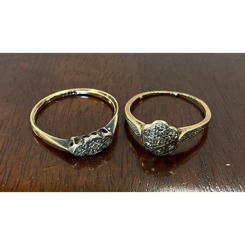 437 - A nine stone diamond daisy head cluster ring,  18ct gold and platinum shank, size L, 1.5g gross;  an... 