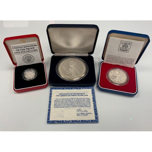 461 - Coins - Royal Mint, Jamaica 1979 $25 Silver Proof Coin, commemorating the Investiture of the Prince ... 