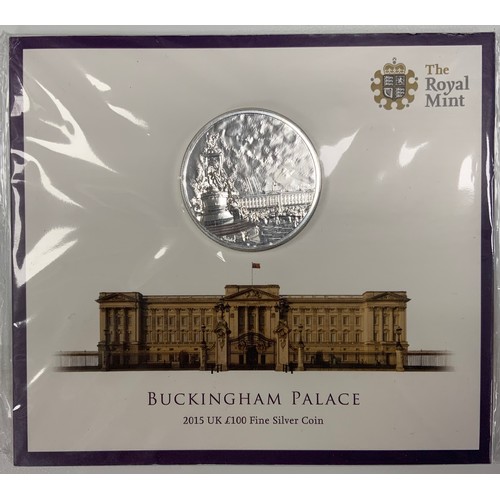 464 - Coins - a Royal Mint Buckingham Palace 2015 £100 (One Hundred Pound) Fine Silver Coin, designed by J... 