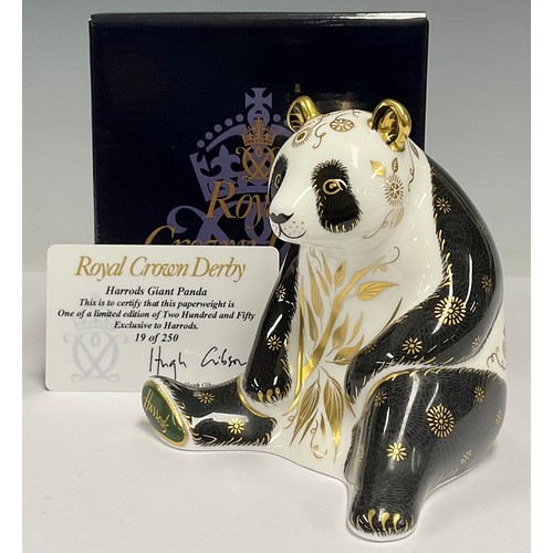 21 - A Royal Crown Derby paperweight, Harrods Giant Panda, exclusive to Harrods of Knightsbridge, hand si... 