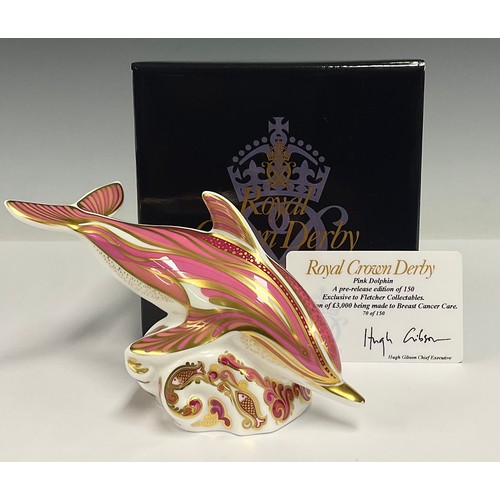 22 - A Royal Crown Derby paperweight, Pink Dolphin, Fletcher Collectables exclusive, pre-release edition ... 