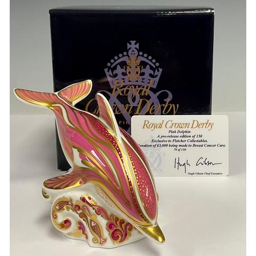 22 - A Royal Crown Derby paperweight, Pink Dolphin, Fletcher Collectables exclusive, pre-release edition ... 