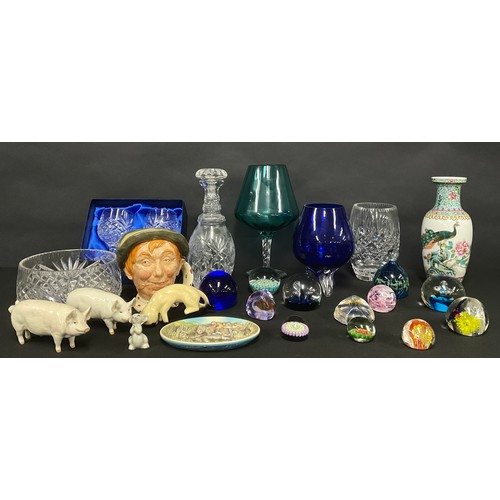 74 - A Beswick model, of a pig, CH Wall Champion Boy; another, CH Wall Queen; a collection of glass paper... 